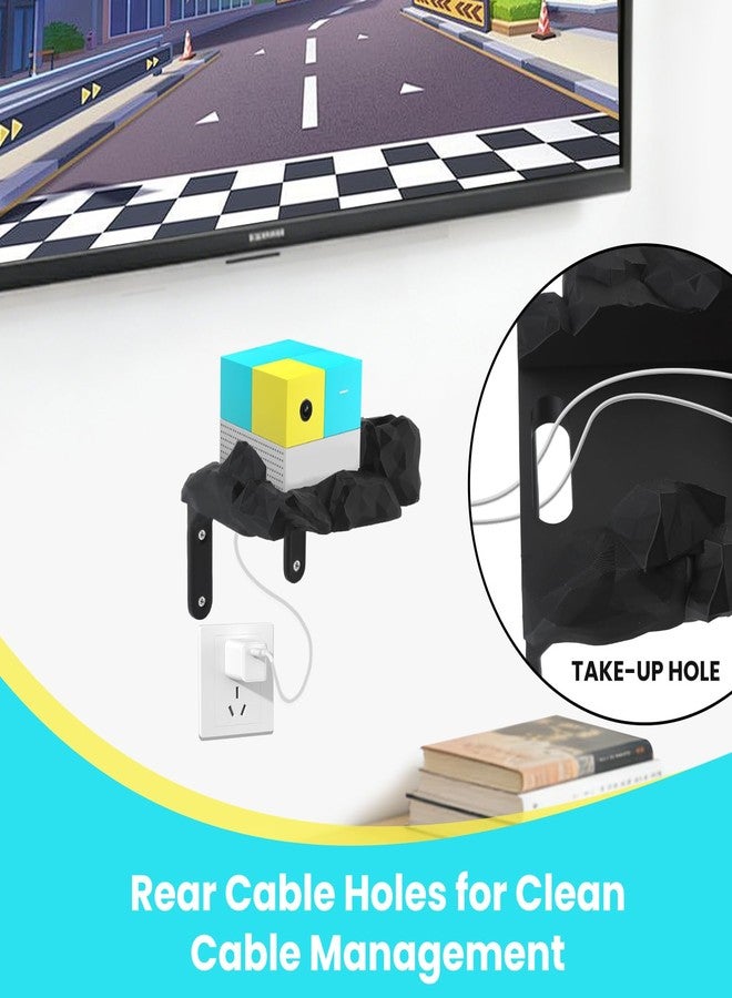 YCQDDA Wall Mount Stand with Shelf Compatible with Playground Game System Console & Remote – Space-Saving Wall-Mounted Organizer, Easy to Install (Rock Design) - Image 5