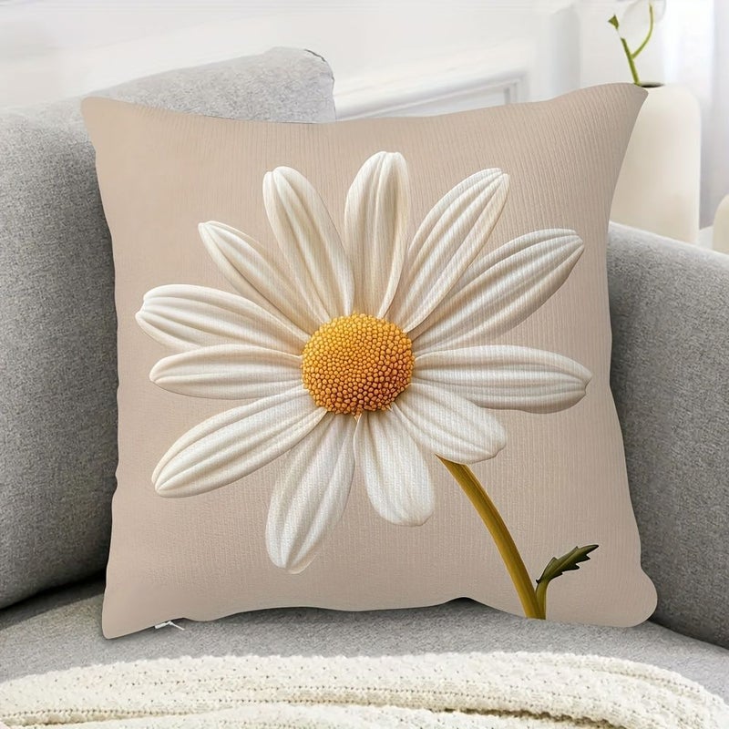 White Daisy Flower Pillow Cover 18x18 Inches Double Sided Spring Summer Home Decor - Image 1