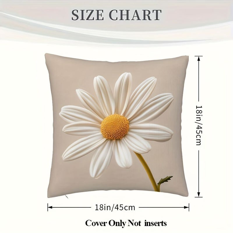 White Daisy Flower Pillow Cover 18x18 Inches Double Sided Spring Summer Home Decor - Image 3