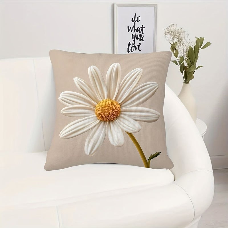 White Daisy Flower Pillow Cover 18x18 Inches Double Sided Spring Summer Home Decor - Image 4