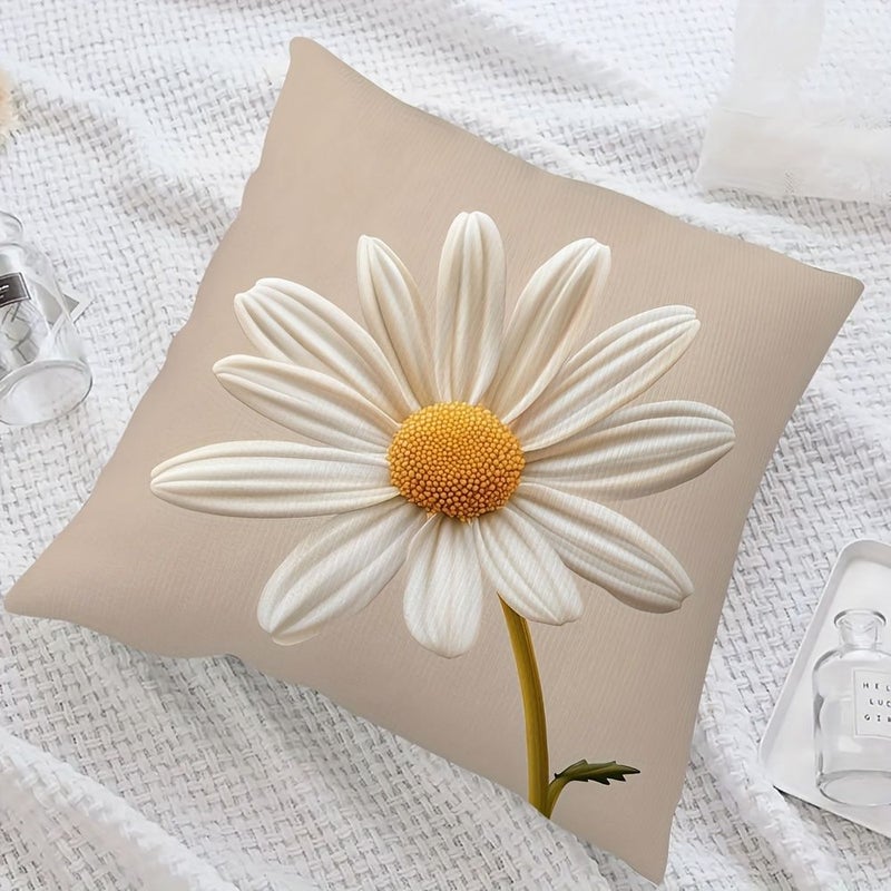 White Daisy Flower Pillow Cover 18x18 Inches Double Sided Spring Summer Home Decor - Image 5