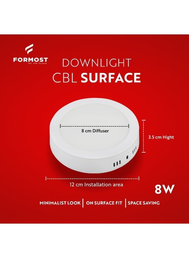 فورموست Formost 8W Round Slim LED Surface Panel Ceiling Light – Cool White | Up to 900 Lumens | 100 lm/W Energy Efficient | Aluminum Body | 4KV Surge Protection | Surface Mounted | 2 Years Warranty - Image 4
