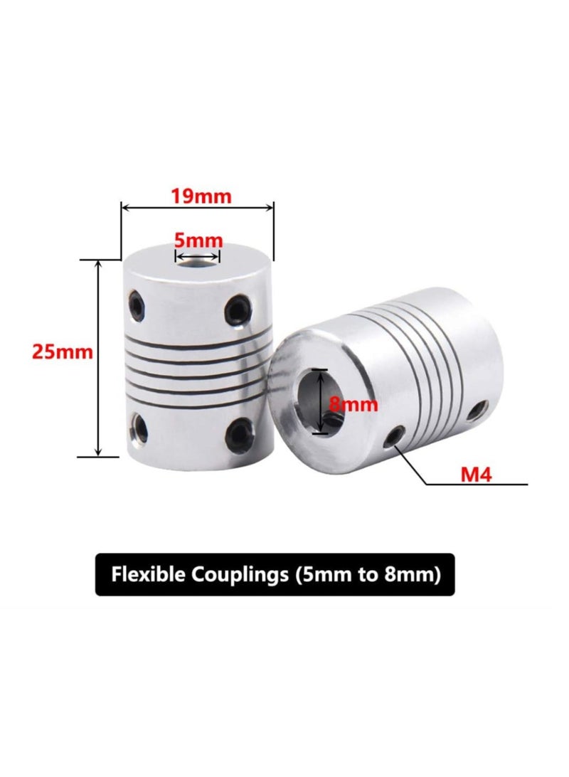 Yakumuz Flexible Couplings 5mm to 8mm (5pcs) Yakumuz Aluminum Alloy Joint Connector Compatible with NEMA 17 Stepper Motors, RepRap 3D Printer or CNC Machine, 3D Printer Accessories  - Image 2