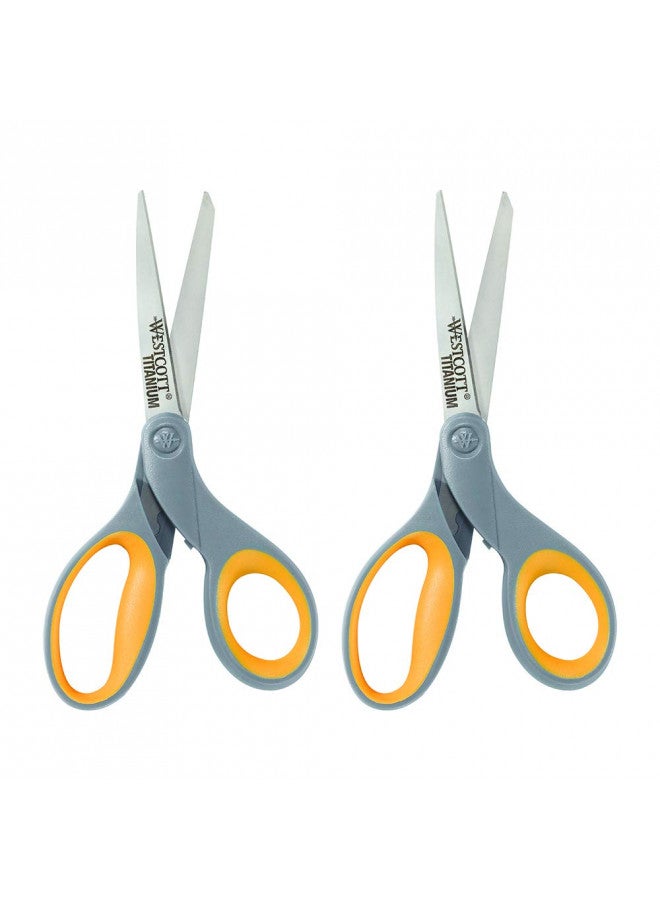 Westcott 13901 8-Inch Titanium Scissors For Office and Home, Yellow/Gray, 2 Pack - Image 3