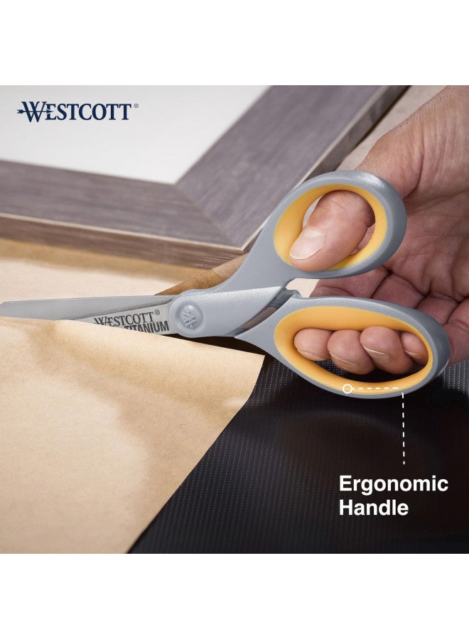 Westcott 13901 8-Inch Titanium Scissors For Office and Home, Yellow/Gray, 2 Pack - Image 5