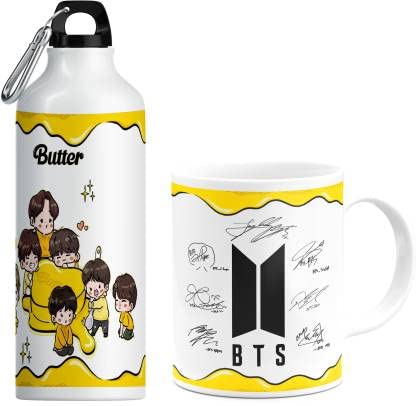 DAYS DAYS BTS Bangtan Boys Signature Printed Aluminium Sports Sipper BTS Signature Army Best Gift for BTS Lovers Water Bottle and Coffee Mug one Sipper Bottle one coffee Mug Combo Set  - Image 1