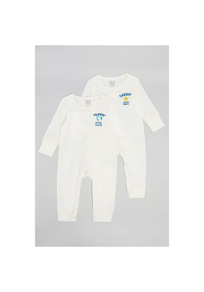 أر أند بي 2 Pack Print Detail Sleepsuits