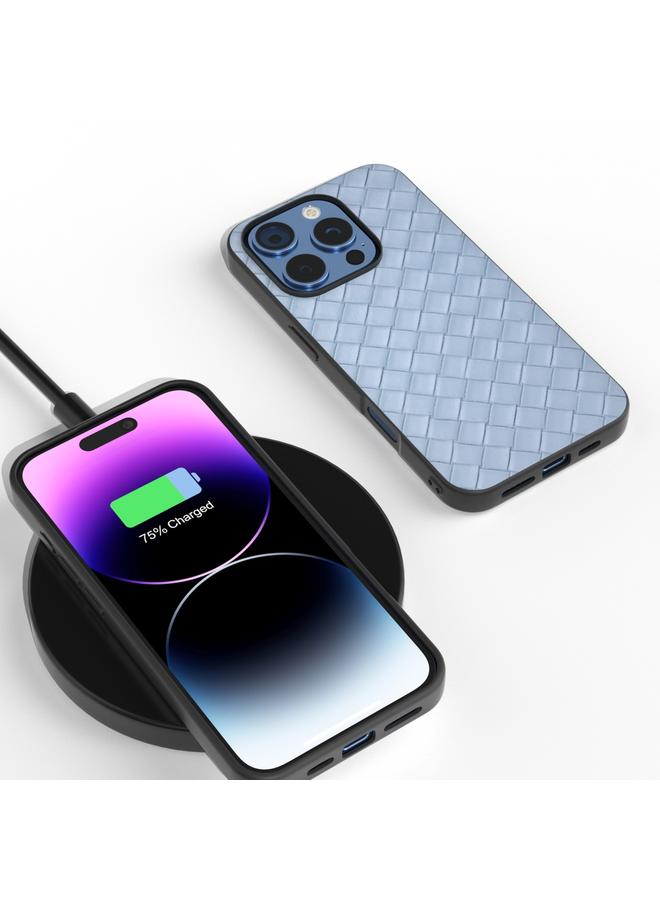 S-TOP Case For iPhone 16 Pro Black Frame Woven Texture PU Phone Case - Image 2