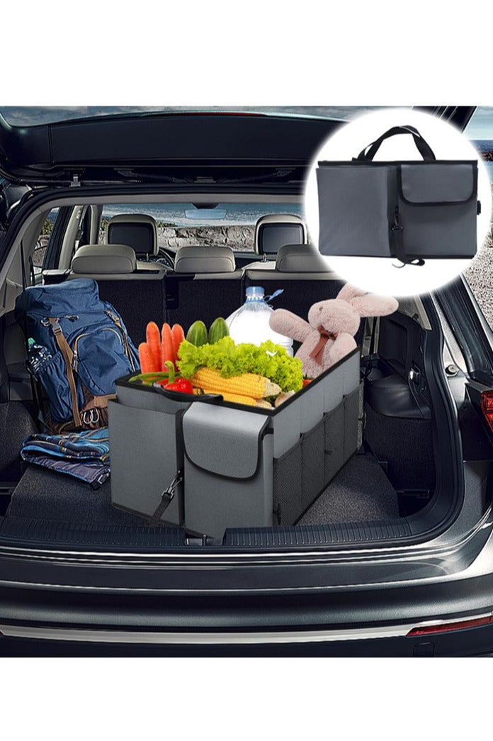 General Large Size Car Storage Organizer,FoldaDrive Auto Car Trunk Organizer - Collapsible, Multi-Compartment Automotive SUV Car Organizer for Storage w/Adjustable Straps - Truck & Car Accessories for Women and Men - Grey  - Image 1