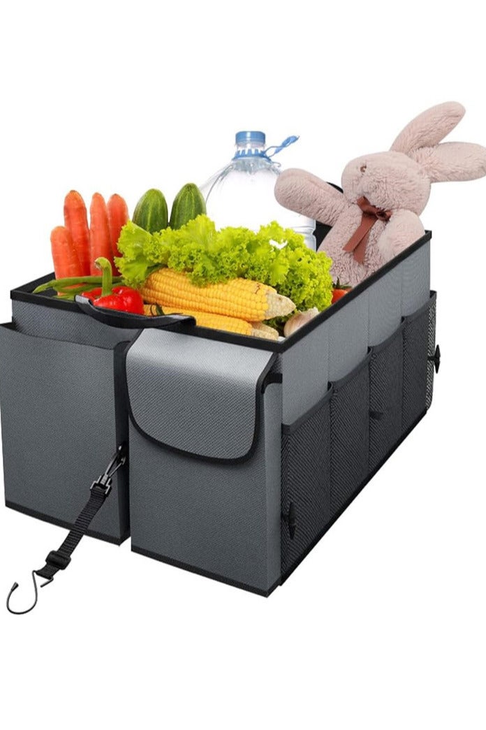 General Large Size Car Storage Organizer,FoldaDrive Auto Car Trunk Organizer - Collapsible, Multi-Compartment Automotive SUV Car Organizer for Storage w/Adjustable Straps - Truck & Car Accessories for Women and Men - Grey  - Image 2