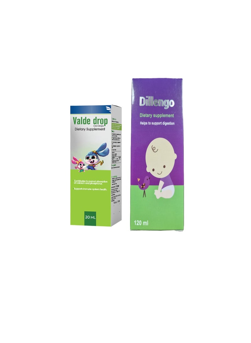 UBM Baby Bundle: Valde drop Vitamin D3 Drops & Dillengo Syrup for stomach & digestion (gripe water) - Image 1