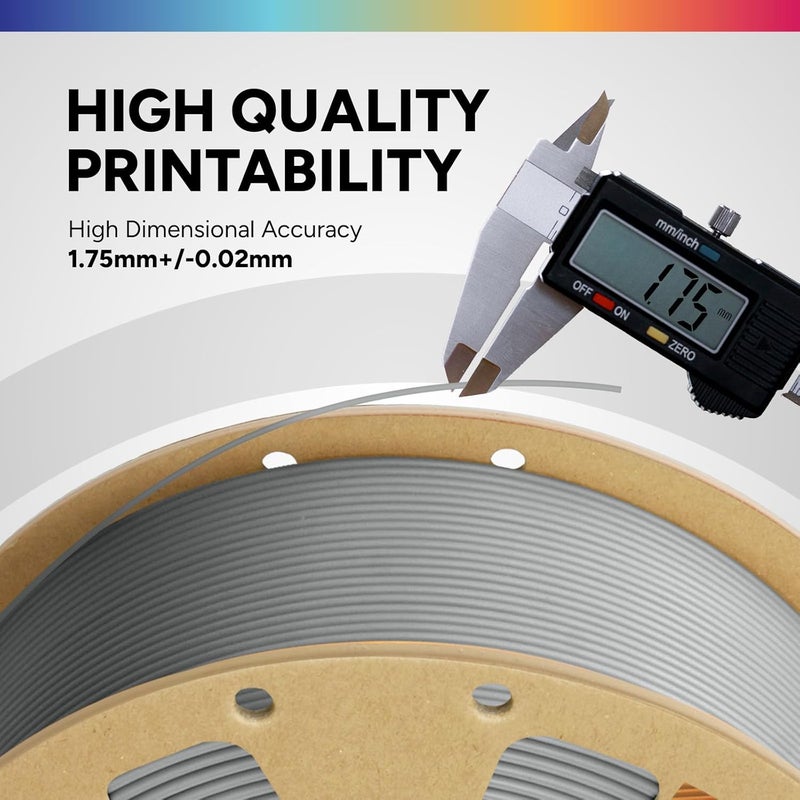 OVERTURE PLA Filament 1.75mm, Neatly Wound 3D Printer Filament 1kg Spool (2.2lbs), Dimensional Accuracy +/- 0.02 mm, Fit Most FDM 3D Printers (Light Gray) - Image 3