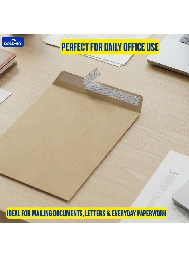 Dolphin A4 Brown Envelopes 9 × 12.75 Inch, 90 GSM Self-Sealing Mailing Envelopes, Pack of 50, Made in Malaysia brown - Image 4