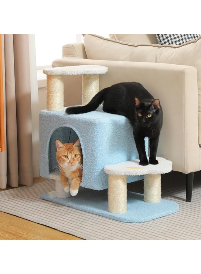 Alissa Cat Tower, Mini Cat Tower, Pet Stair Step, Low, Cat Claw Sharpening, Stylish, Slim, Cute, Bed, Kittens, Senior Cats, Stationary, Space-Saving, Easy to Assemble, Stable-Blue - Image 2