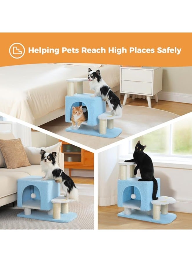 Alissa Cat Tower, Mini Cat Tower, Pet Stair Step, Low, Cat Claw Sharpening, Stylish, Slim, Cute, Bed, Kittens, Senior Cats, Stationary, Space-Saving, Easy to Assemble, Stable-Blue - Image 5