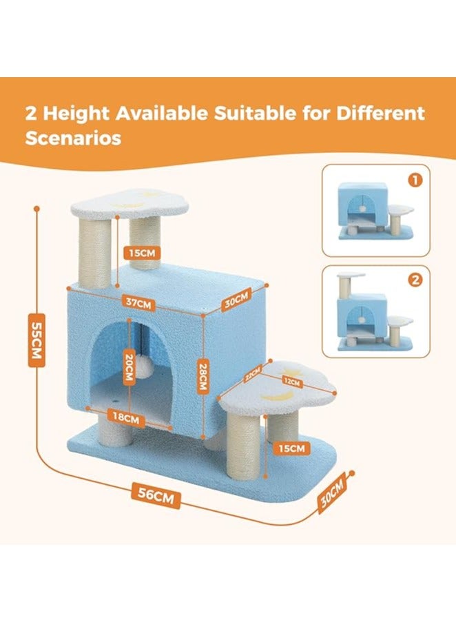 Alissa Cat Tower, Mini Cat Tower, Pet Stair Step, Low, Cat Claw Sharpening, Stylish, Slim, Cute, Bed, Kittens, Senior Cats, Stationary, Space-Saving, Easy to Assemble, Stable-Blue - Image 3