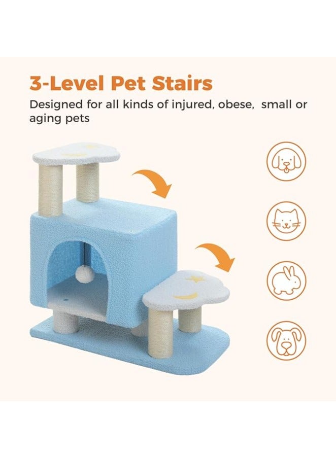 Alissa Cat Tower, Mini Cat Tower, Pet Stair Step, Low, Cat Claw Sharpening, Stylish, Slim, Cute, Bed, Kittens, Senior Cats, Stationary, Space-Saving, Easy to Assemble, Stable-Blue - Image 4