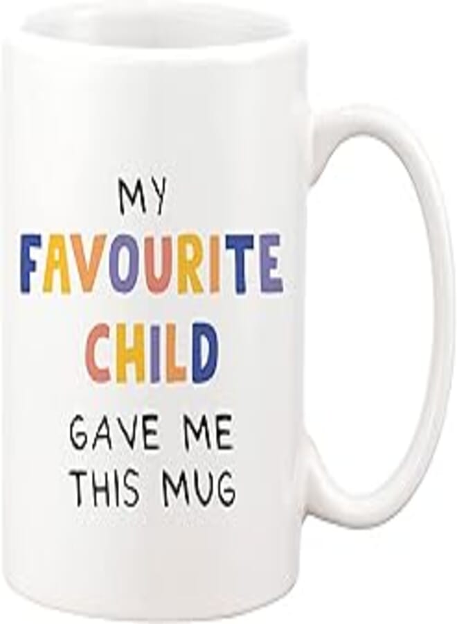 Gifts for Parents - Funny Mug - 'Favourite Child' - Present for Mum or Dad - Coffee Cup - Rude Gift for Mother's or Father's Day - Made in The UK