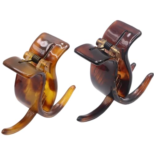 Parcelona French 3 Teeth Savana and Tortoise Shell Set of 2 Fish Style Ponytail Holder Strong Grip Jaw Hair Claw Clip Clamps - Image 1