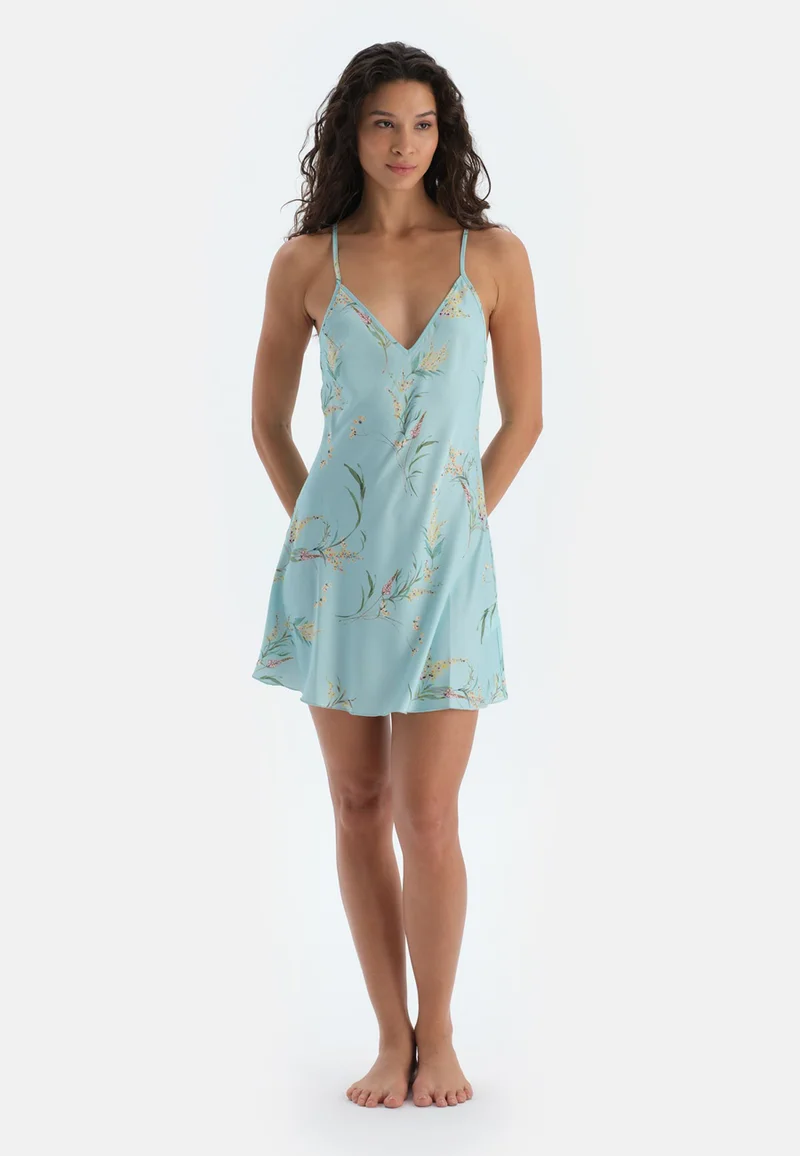 dagi  Floral Blue V Neck Nightie for Women | Best Price UAE