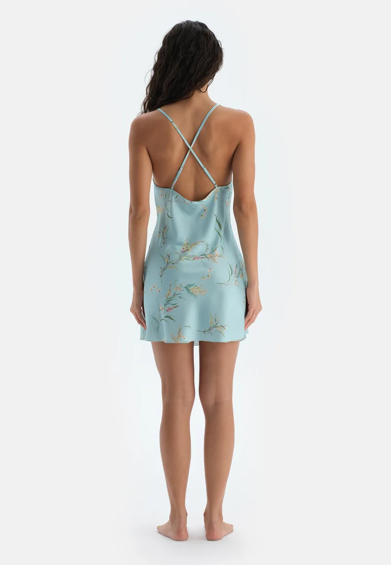 dagi Floral Blue V Neck Nightie