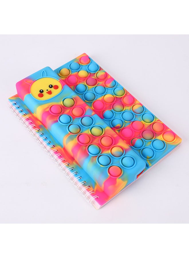 Multifunctional Pencil Case Notebook Stationery Case Suit Silicone Bubble Decompression A5 Loose-leaf Pencil Case Suit-Color:A5 Pikachu (camouflage)  - Image 1