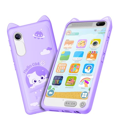 E teacher Kids Toy Smartphone 397 Touchscreen HD Dual Camera Kids Toys Phone with Music Player 2000mA Toddler Toy Learning Phone with Games Front Camera Pretend Play SmartphonePurple - Image 1