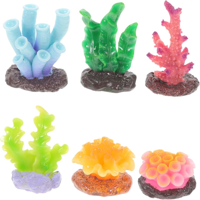 6 قطع من زينة الشعاب المرجانية للأحواض المائية، مصنوعة من الراتنج وتبدو واقعية للغاية، وهي أكسسوارات رائعة لأحواض الأسماك والسلاحف تضفي جمالاً على المشهد تحت الماء. - Image 1