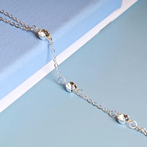 Yheakne Boho Crystal Finger Bracelet Silver Slave Chain Bracelet Vintage Rhinestone Ring Wrist Bracelet Personalize Hand Chain Bracelet Jewelry for Women Gifts - Image 5