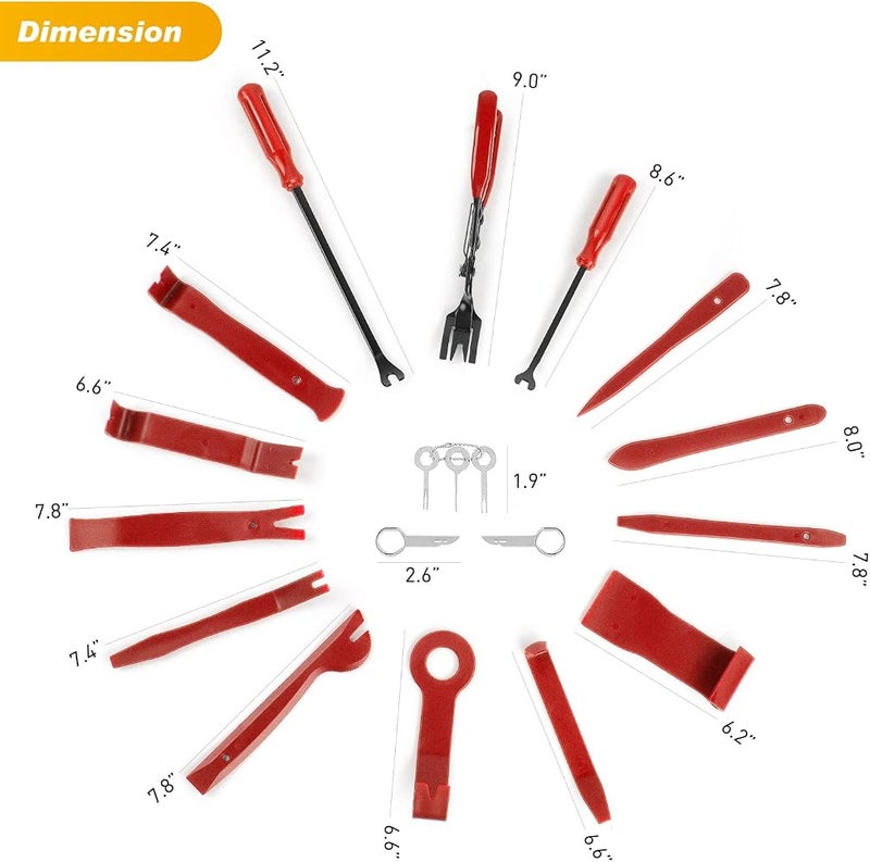 Nilight 19Pcs Auto Trim Removal Tool Set, Nylon Car Trim Panel Radio Audio Stereo Removal Tool Kit, Clip Plier Upholstery Remover Tool Set with Portable Storage Bag, 2 Years Warranty - Image 2