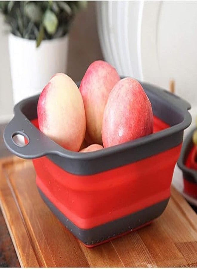 KIDINGTON Square Shape Drain Basket Collapsible Colanders Foldable Silicone Kitchen Organizer Fruit Vegetable Baskets Folding Strainers - Image 4
