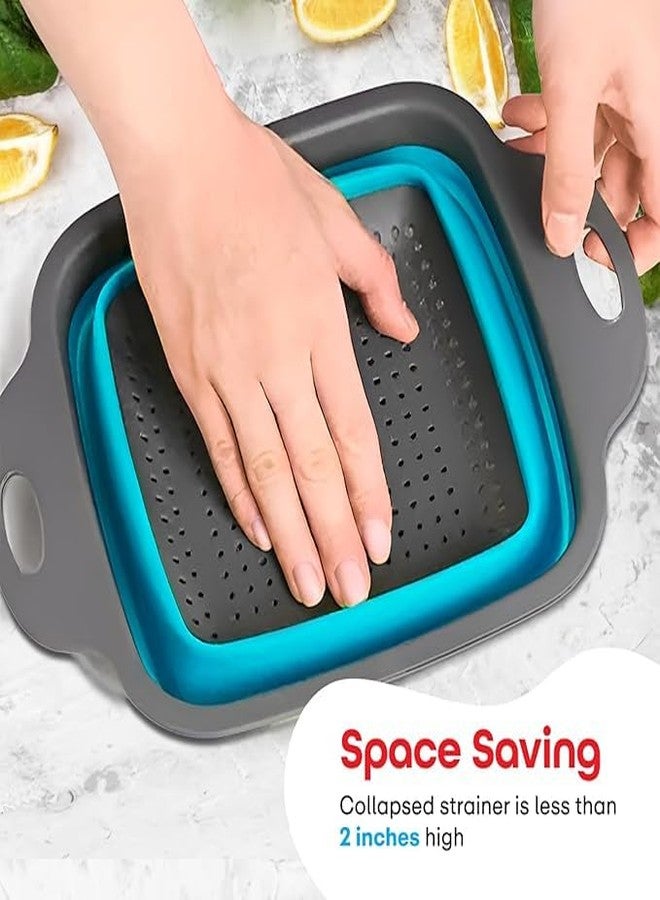 KIDINGTON Square Shape Drain Basket Collapsible Colanders Foldable Silicone Kitchen Organizer Fruit Vegetable Baskets Folding Strainers - Image 3