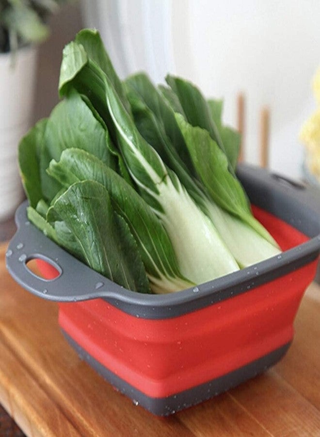 KIDINGTON Square Shape Drain Basket Collapsible Colanders Foldable Silicone Kitchen Organizer Fruit Vegetable Baskets Folding Strainers - Image 5