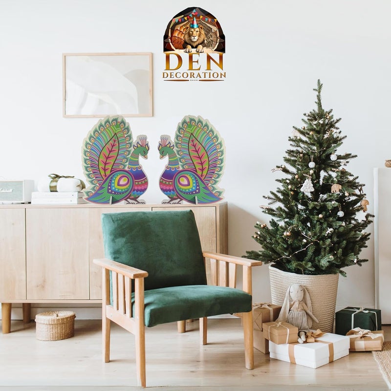 DEN DECORATION Premium Glittered Peacock Hard Foam Standee Cutout Showpiece Multipurpose Set of 4 - Image 4