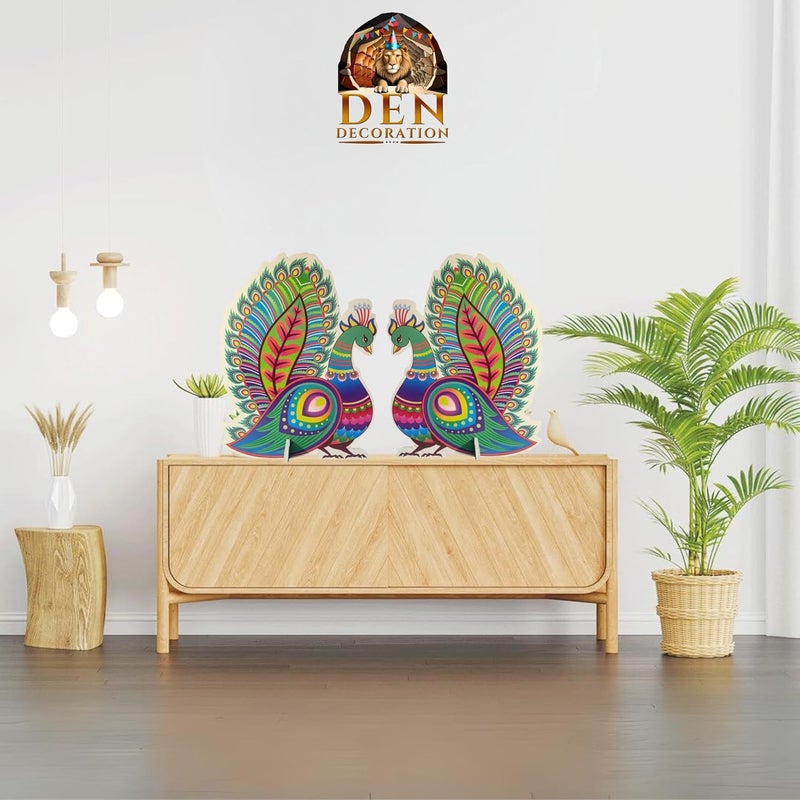 DEN DECORATION Premium Glittered Peacock Hard Foam Standee Cutout Showpiece Multipurpose Set of 4 - Image 5