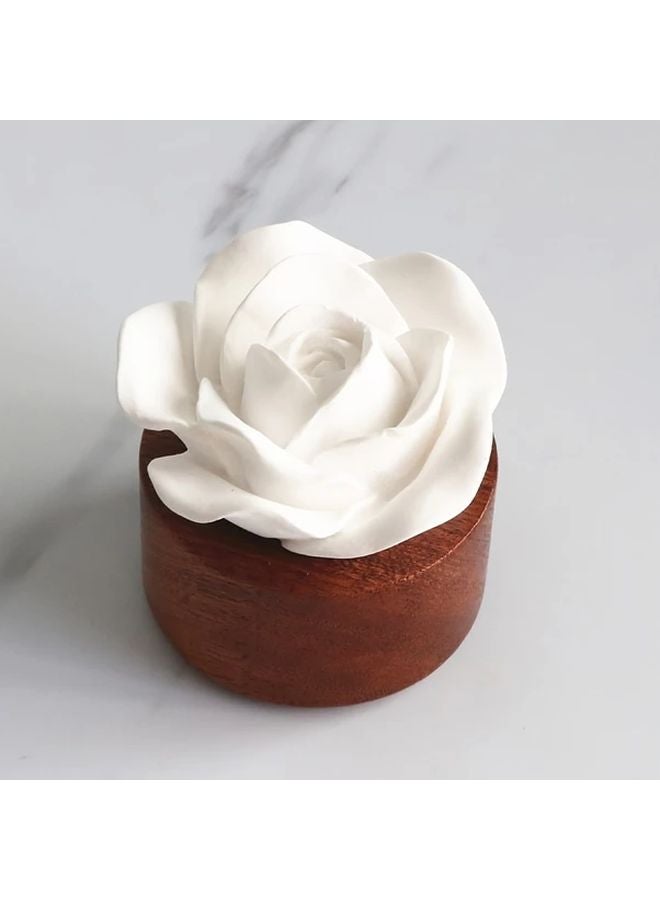 Scented Essential Oil Stone Wooden Base Plaster Rose Car Freshener Ornament Fireless Battery Free - Image 2