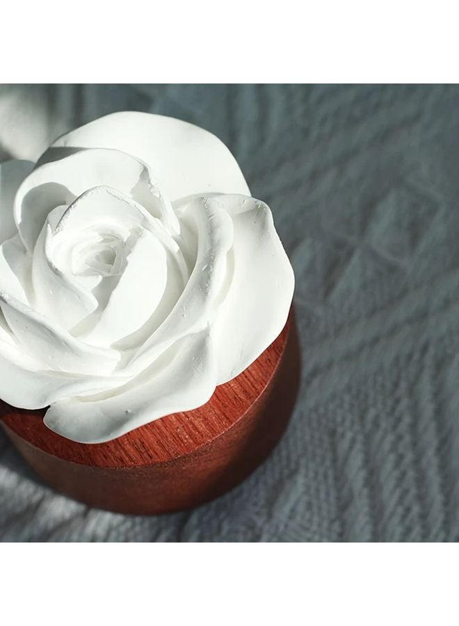 Scented Essential Oil Stone Wooden Base Plaster Rose Car Freshener Ornament Fireless Battery Free - Image 5