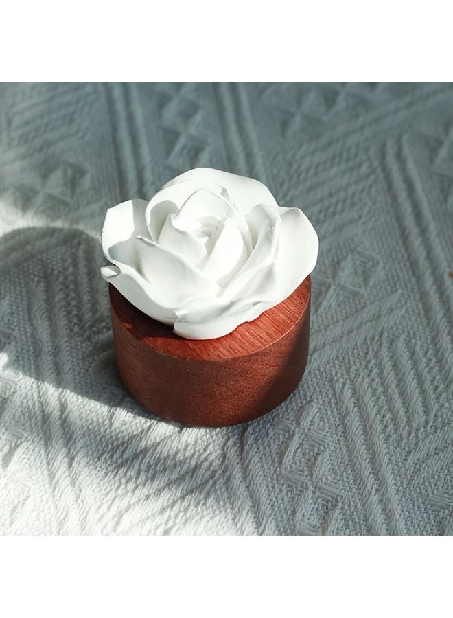Scented Essential Oil Stone Wooden Base Plaster Rose Car Freshener Ornament Fireless Battery Free - Image 3