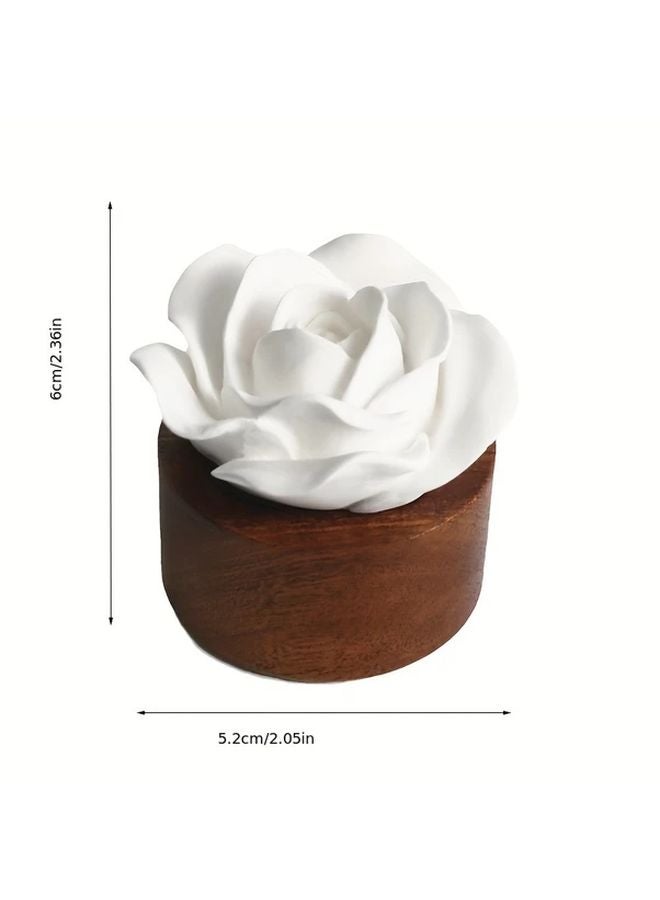 Scented Essential Oil Stone Wooden Base Plaster Rose Car Freshener Ornament Fireless Battery Free - Image 4