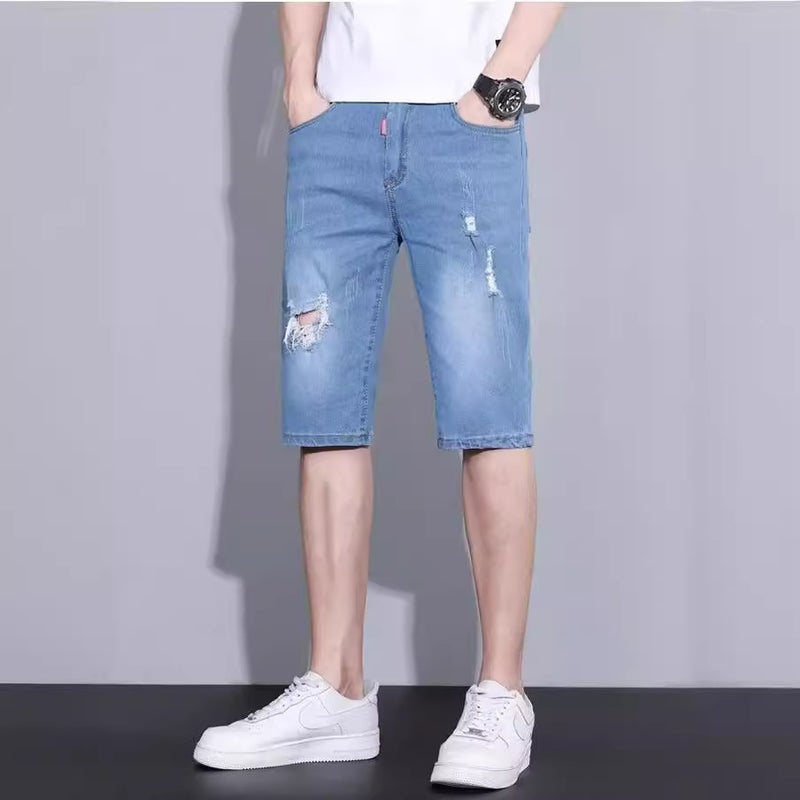Summer Boys Rough Denim Shorts Teenager Loose Casual Straight All-Match Five-Point Pants - Image 5