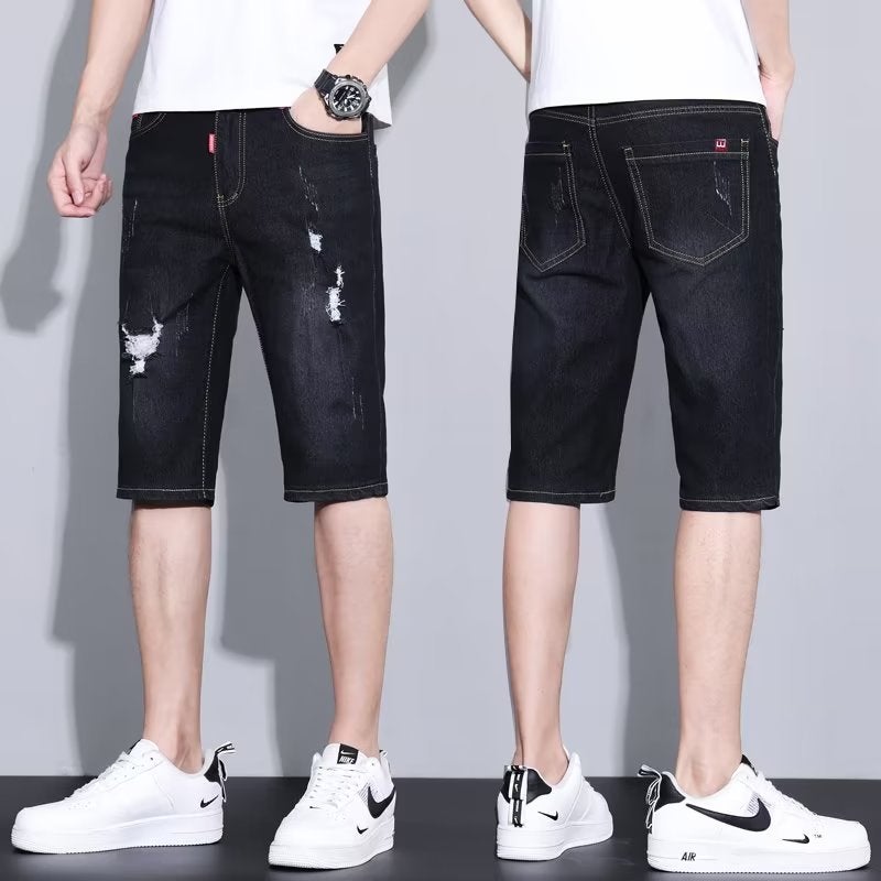Summer Boys Rough Denim Shorts Teenager Loose Casual Straight All-Match Five-Point Pants - Image 3