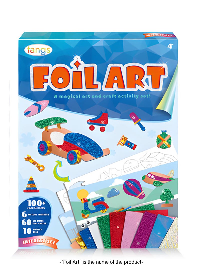 tangs Prince DIY Foil Art Scrapbook Kit for Kids - 6 Canvases, 60+ Stickers, 60+ Color Foils, Gift Box, Creative Craft Activity for Children - Image 1
