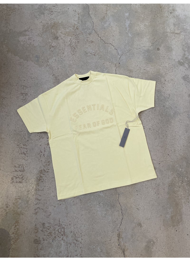 Generic - FOG ESSENTIALS Curved Print Heavyweight Tee Spring Garden Yellow - Image 1