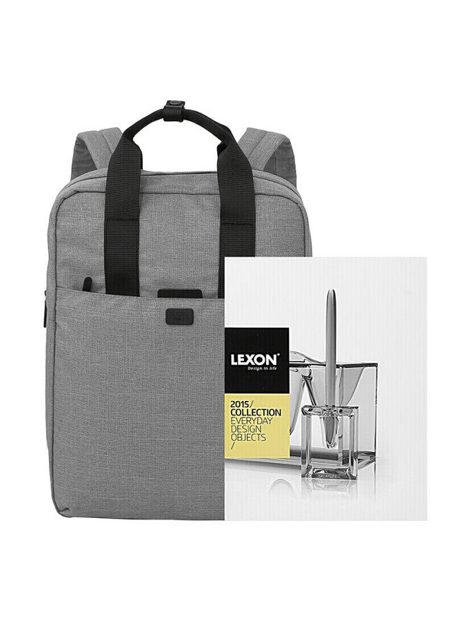Lexon Backpack 14-Inch Laptop Bag For Men And Women, Water-Resistant Single Compartment Casual School Bag, Light Gray - Image 2