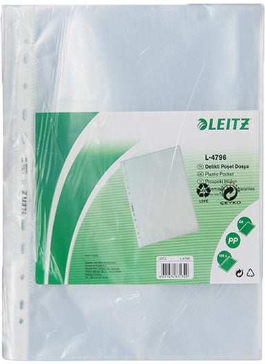 LEITZ Bag File 100 Pcs. A4 Transparent Frosted 4796 
