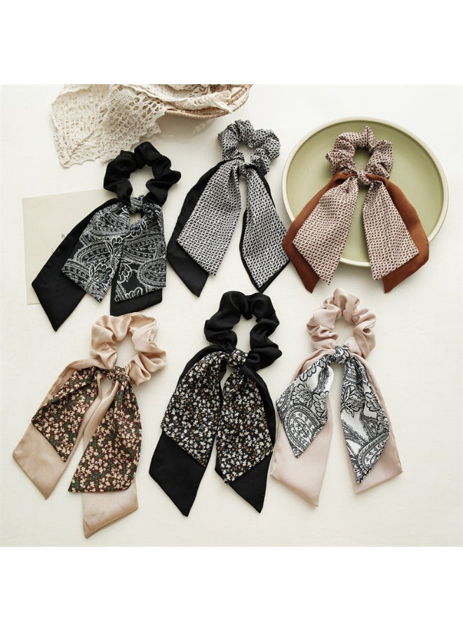 إسكدنيا إكسسوار رباط شعر مزخرف بطبعة زهور للفتيات، بأسلوب متنوع يناسب إنستغرام - Image 1