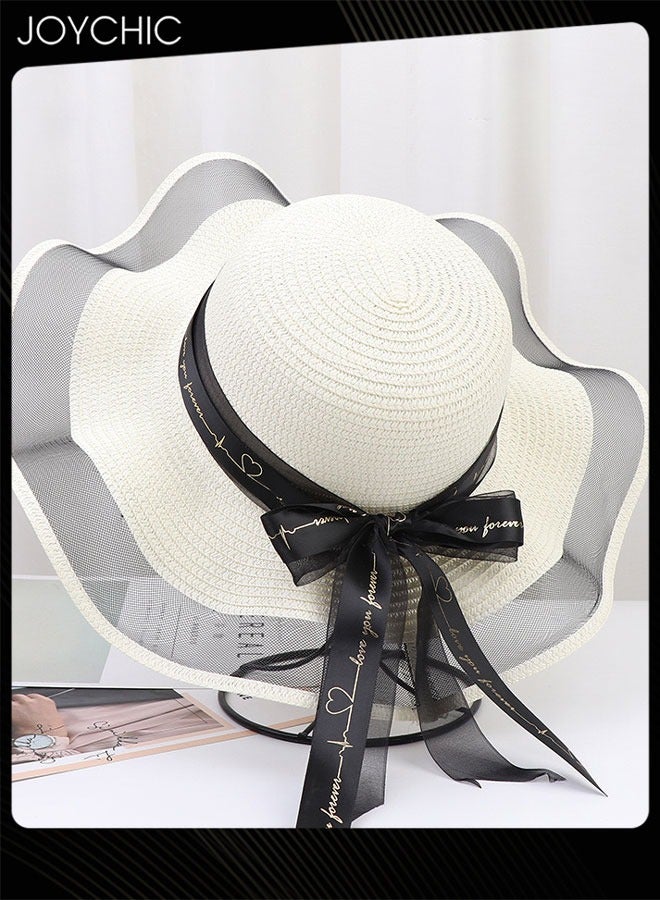 Joychic قبعة حماية من الشمس للنساء صيفية ذات حواف عريضة، قبعة قابلة للطي ومحمولة للسيدات للسفر في الهواء الطلق مع حزام قابل للتعديل - Image 2