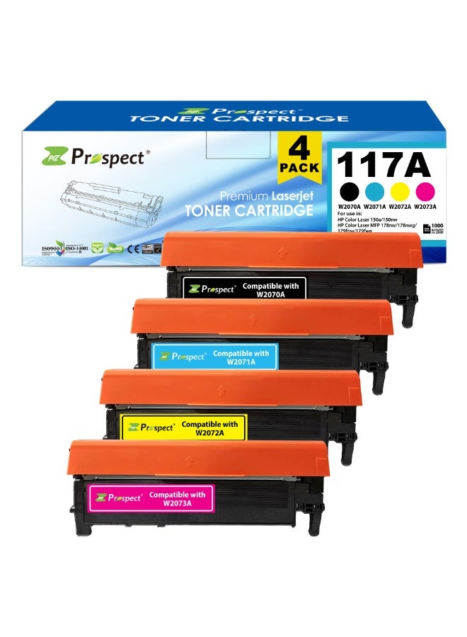 Prospect Toner 117A Set W2070 W2071 W2072 W2073 Laser Compatible Cartridge with HP 117A  for HP laser Color Printer HP Color Laser 150a 150nw  MFP 178nw 178nwg 179fnw 179fwg - Image 1