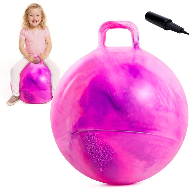 EVERICH TOY Hopper Ball for Kids 20In Ride On Bouncy Balls with Handle Purple Pink Clouds Girls Toys for Indoor Outdoor Active Play Toys Easter Basket Stuffers Girls Boys Gifts for 4 5 6 7 8 Yr Old - Image 3