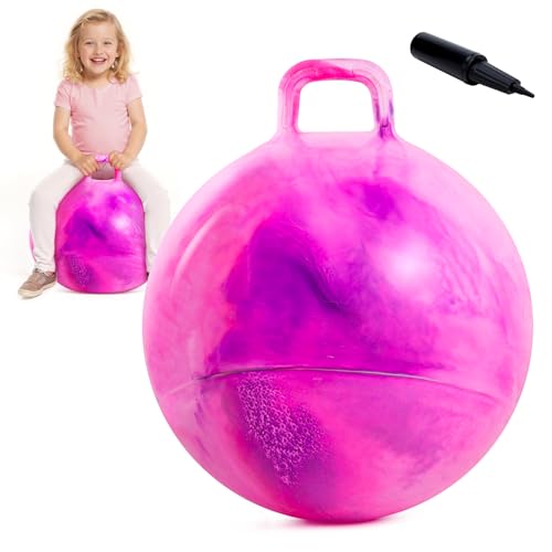 EVERICH TOY Hopper Ball for Kids 20In Ride On Bouncy Balls with Handle Purple Pink Clouds Girls Toys for Indoor Outdoor Active Play Toys Easter Basket Stuffers Girls Boys Gifts for 4 5 6 7 8 Yr Old - Image 1